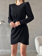 Elegant Black Long-Sleeve Wrap Mini Dress for Women - Perfect Evening or Cocktail Party Outfit